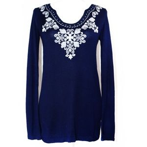 LILLY PULITZER Embroidered Sequin Tunic Sweater